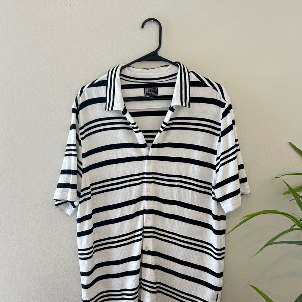 Guess Black and White Casual Button Down Shirt